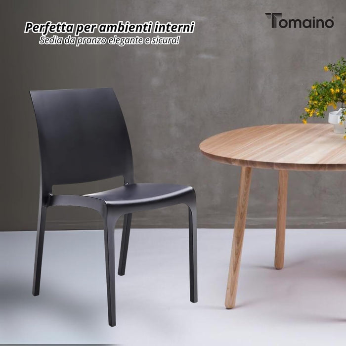 Sedie da Cucina in Plastica per uso Interno ed Esterno - Set di 6 Sedie Impilabili Volga bianco