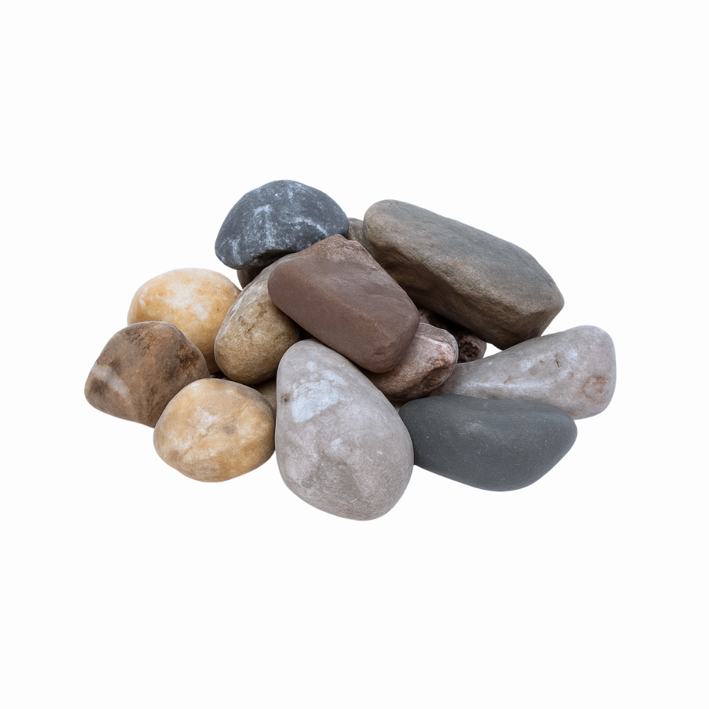 Ciottoli grigio ghedi per decorazione esterna elegante *** misura 20/30, formato 25 kg, confezione 1