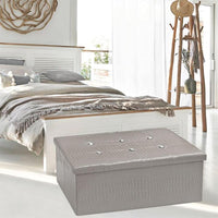 Cassapanca Contenitore Pouf Panca Poggiapiedi Similpelle Pelle Finta Coccodrillo 76x38x38 cm Grigia