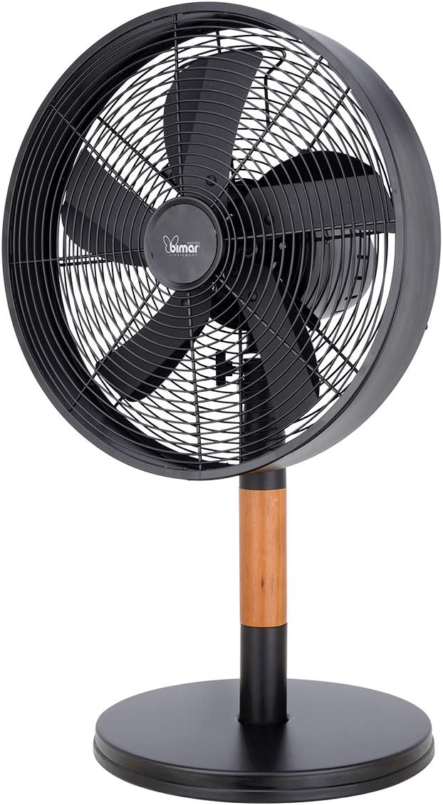 Bimar Ventilatore Tavolo VTM310 30cm Metallo Stelo Legno Design Retrò 3 Velocità Inclinazione