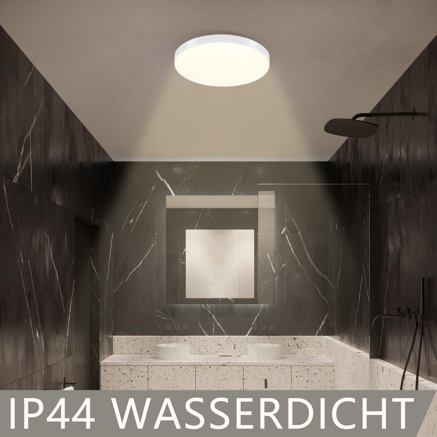 ZMH Lampada da soffitto plafoniera LED 12W bianco caldo IP44 21cm moderna per cucina