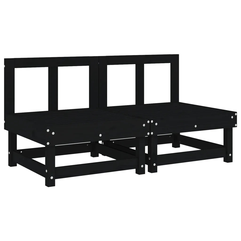 Divani Centrali da Giardino 2 pz Neri in Legno Massello di Pinocod mxl 108793