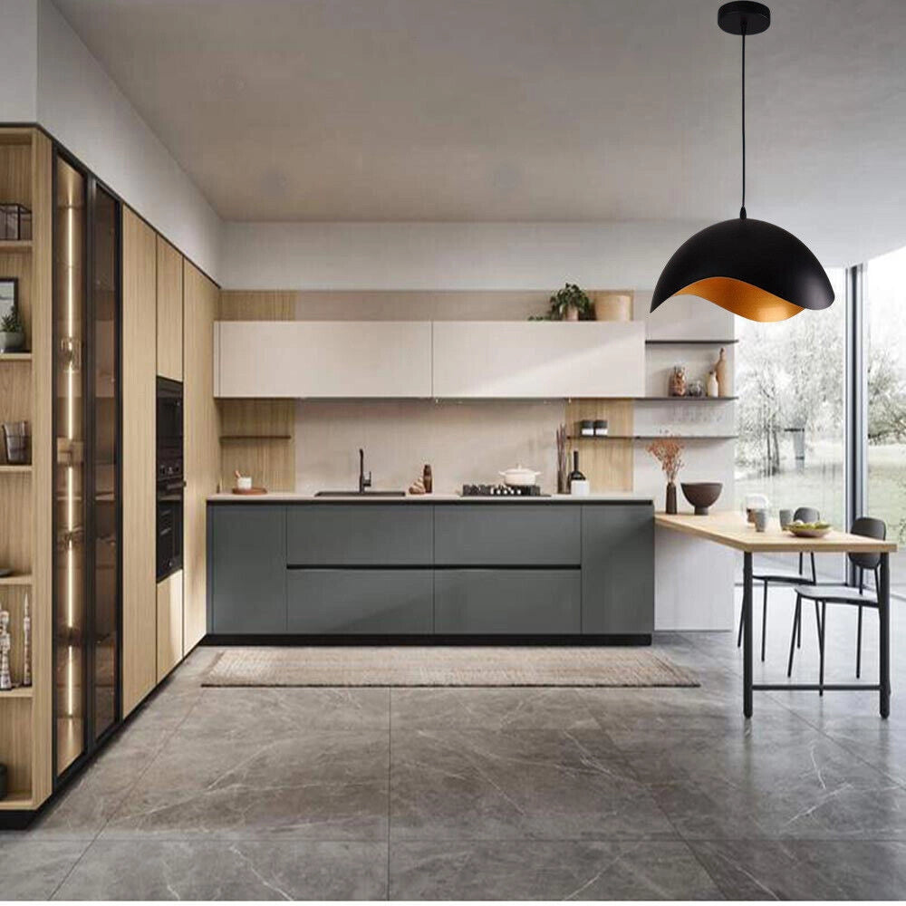 Trade Shop - Lampadario A Sospensione Contemporaneo E27 Lampada Pendente Cucina Isola Soggiorno A23 - Nero