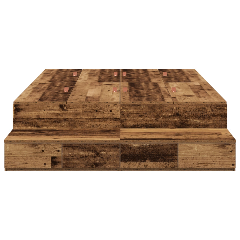 Struttura Letto con Contenitore in Legno Invecchiato 120x190 cm