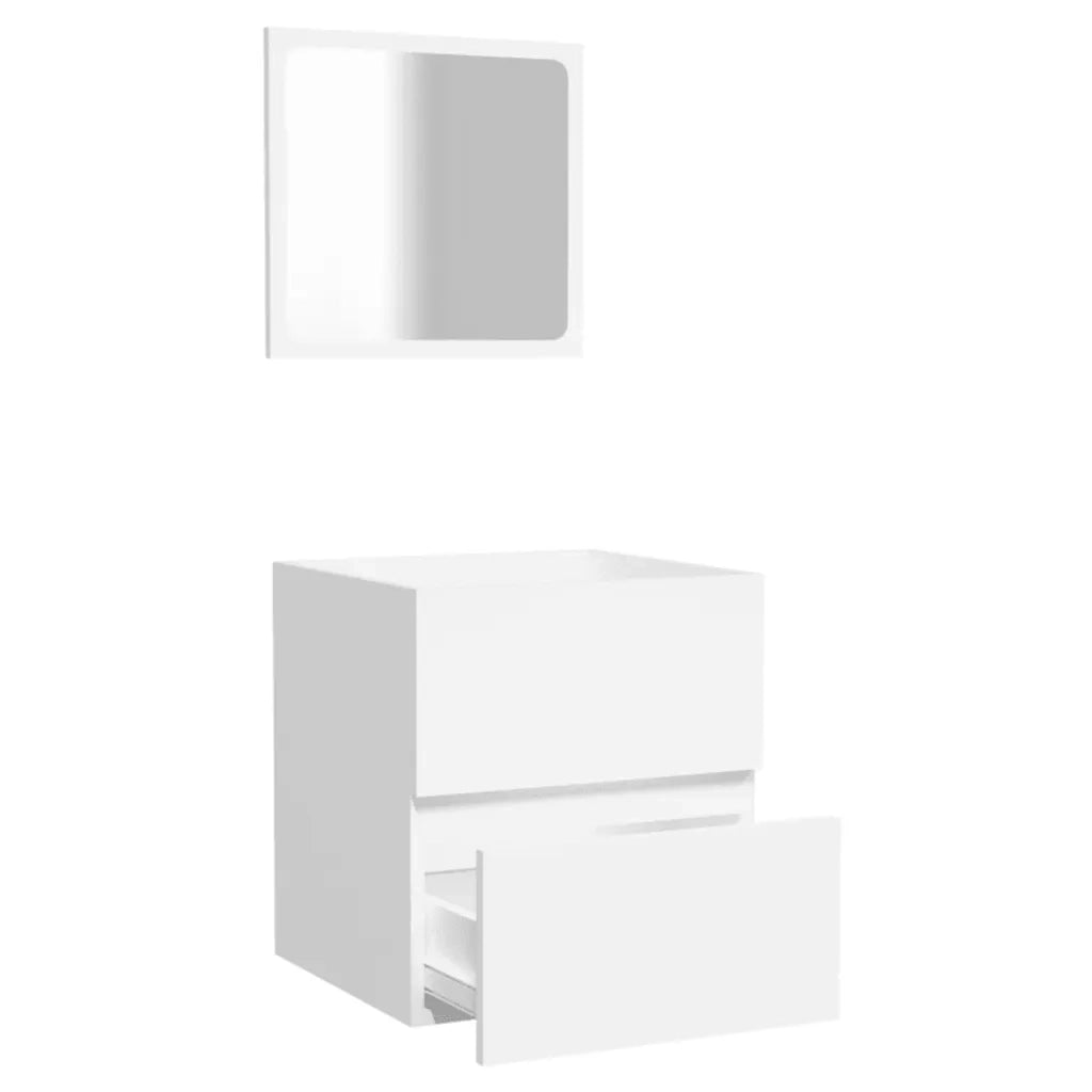 Mobile da Bagno con Specchio Bianco in Legno Multistrato