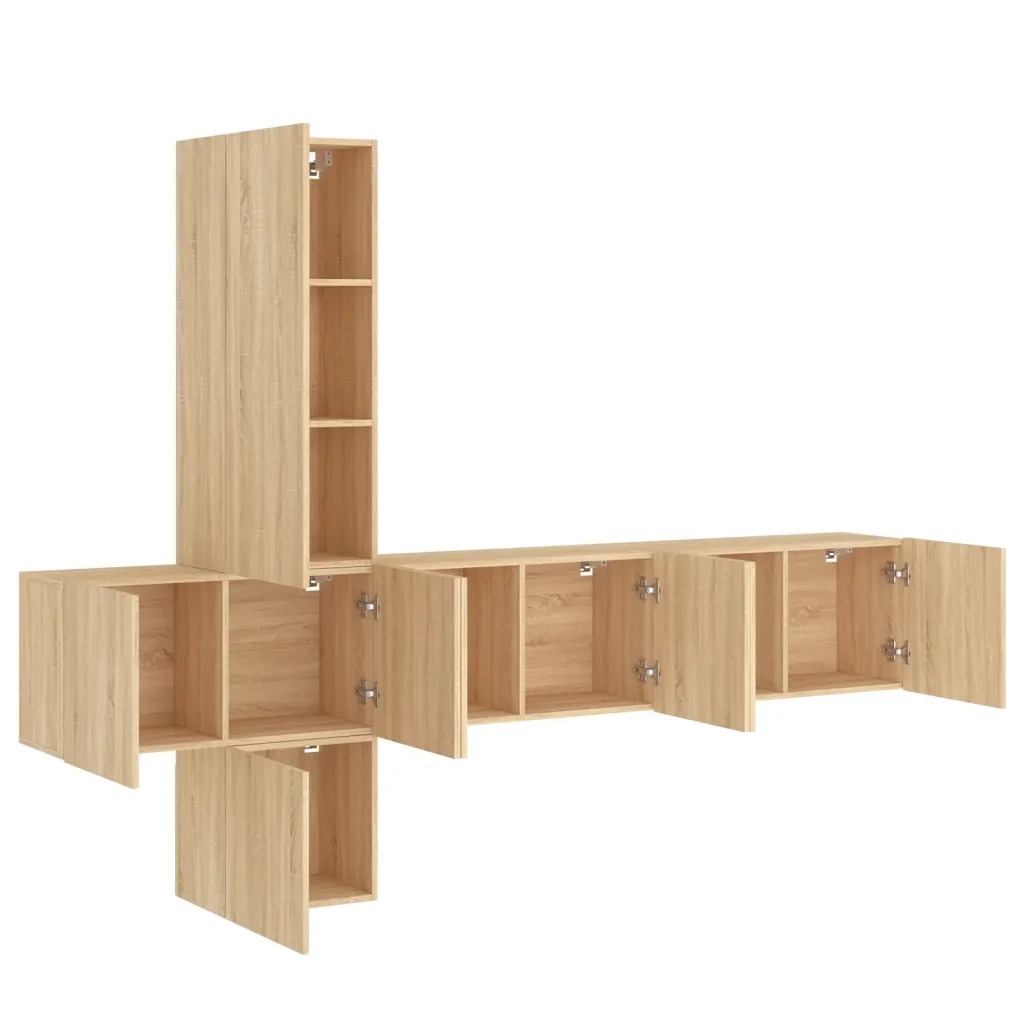 Mobili TV a Muro 5pz Rovere Sonoma in Legno Multistrato 3216459
