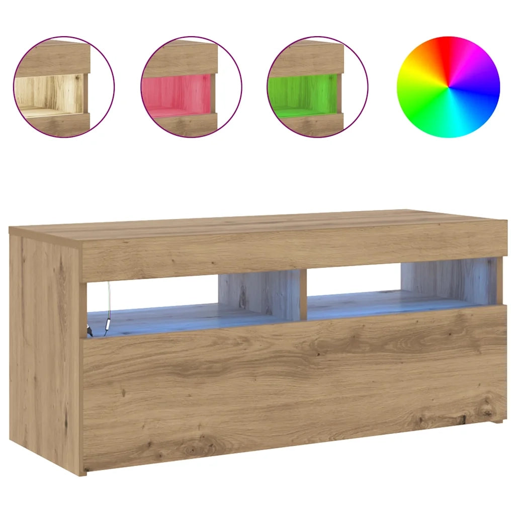 Mobile Porta TV con LED Artigianale 90x35x40 cm Multistrato 856308