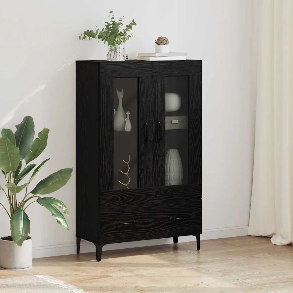 Credenza con Cassetto-Buffet-Armadio da cucina Rovere Nero 70 x 31 x 115 cm 368181