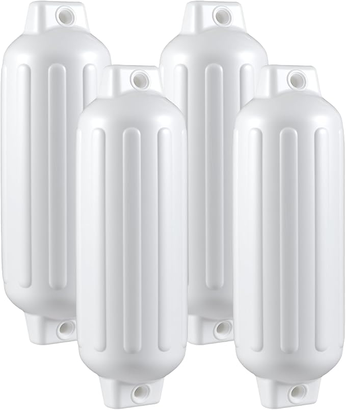 Set 4 Parabordi per Barca, Parabordi per Imbarcazioni, Gommonni, Boat Fender(Bianco)