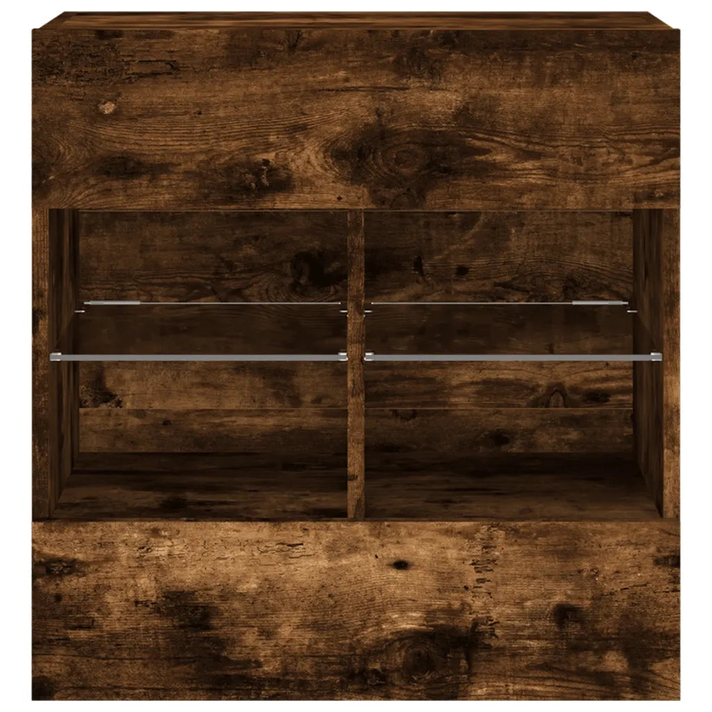 Mobile TV a Parete con Luci LED-Mobile TV a Muro Rovere Fumo 58,5x30x60,5 cm