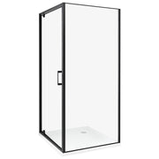 Box Doccia Vetro Temperato nero Cornice Alluminio Anta Singola Quadrata 90 x 90 x 185 cm