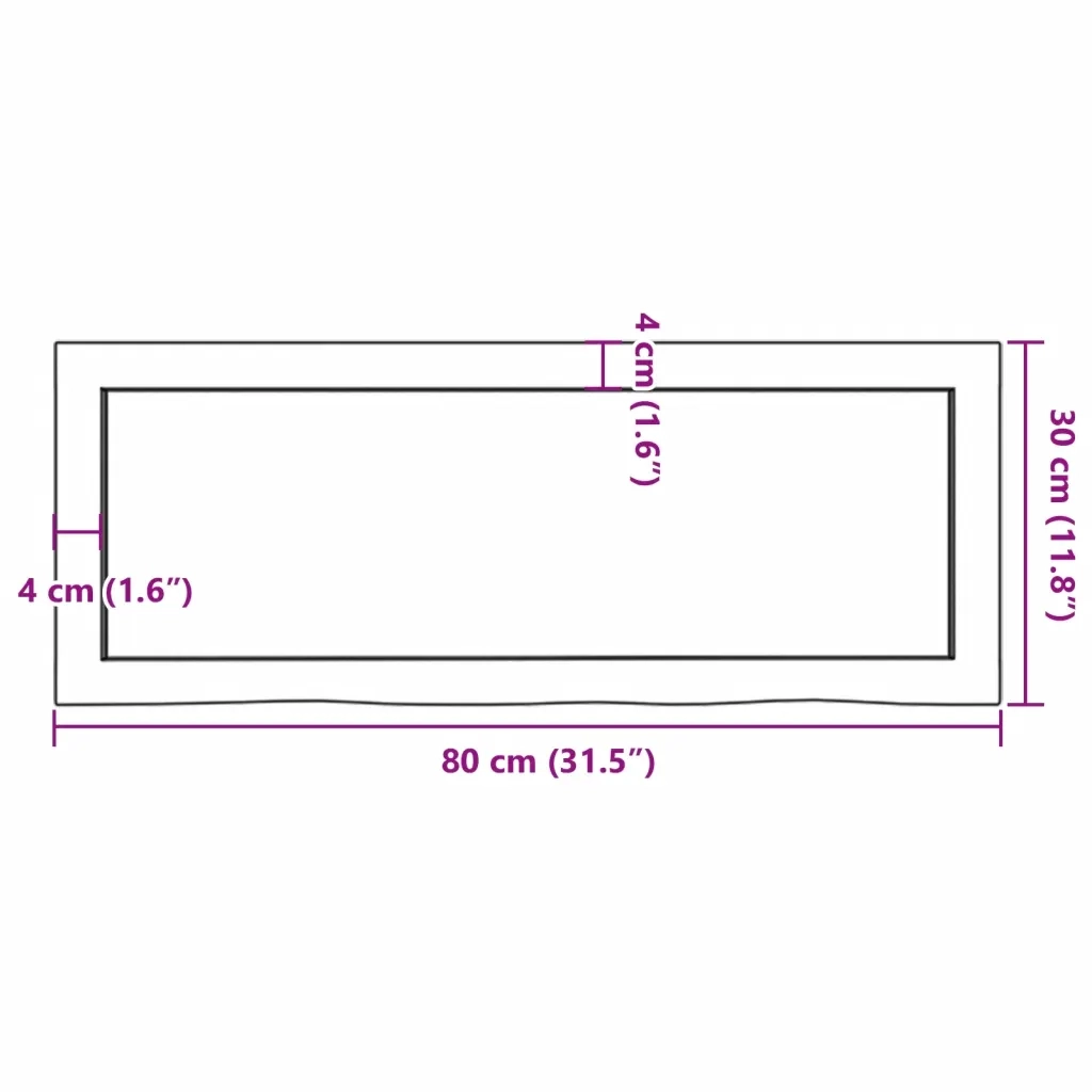 Ripiano a Parete 80x30x(2-6) cm Massello Rovere Non Trattato 363544