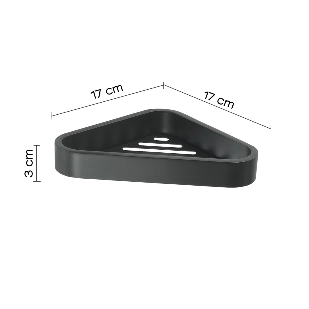 Portaoggetti angolare per doccia da muro in ottone, acciaio inox AISI 304 e Cromall 3283 Gedy serie OUTLINE Nero Opaco