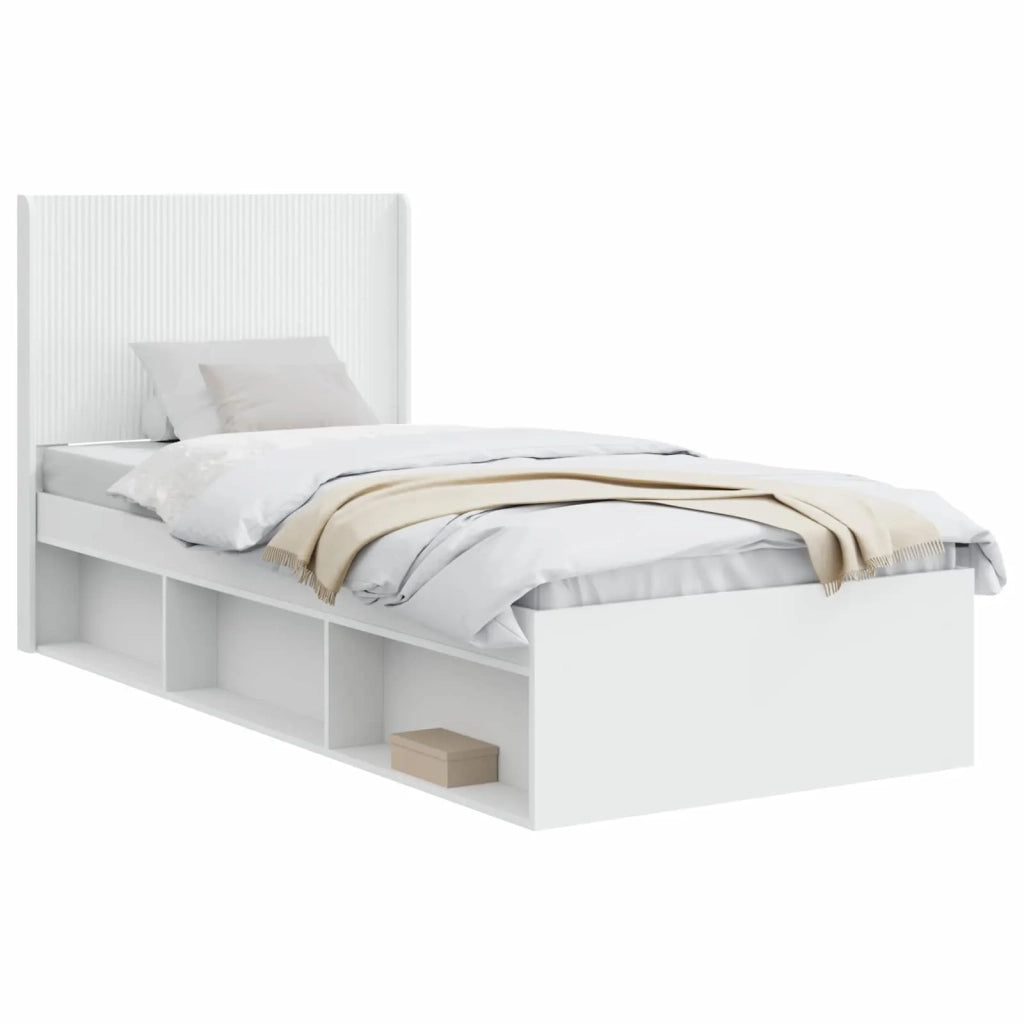 Struttura del letto con stoccaggio e testata Bianco 90 x 200 cm 3413893