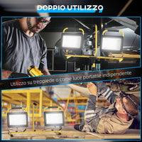 Faretti LED da Esterno IP65 75x62x170 cm da 6500K con Treppiede Staccabile Giallo e Nero