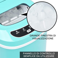 Macchina del Ghiaccio Portatile 12kg/24h, Macchina del Ghiaccio Cubetti con Cucchiaio Porzionatore e Cesto, 9 Cubetti di Ghiaccio in 6-13 Minuti (Verde)