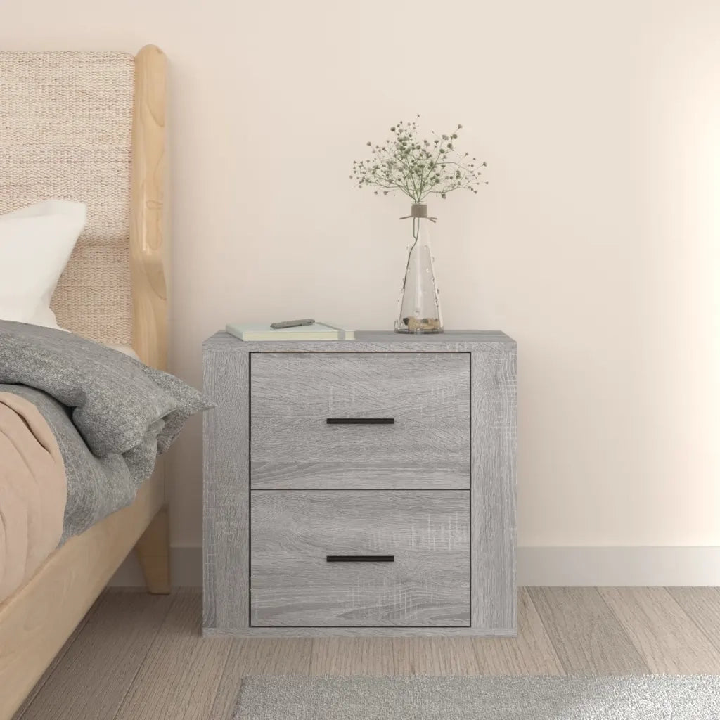 Comodino a Muro Grigio Sonoma 50x36x47 cm