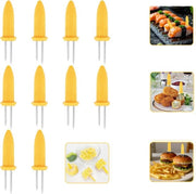 10 x Manici in acciaio inossidabile per mais - spiedini per mais riciclabili - con scatola di conservazione ,per barbecue、grigliate、cucina（6.5 x 1.5CM）