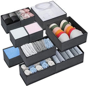 Organizzatore per cassetto da 10 contenitori, sistema di organizzazione per cassetto, contenitore pieghevole in tessuto, organizzatore per sottovesti, distributore di cassetto per reggiseni, calze, mutande, abbigliamento