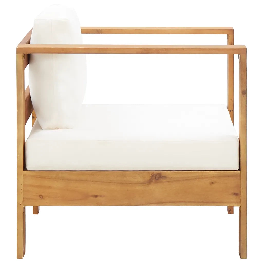Sedia da Giardino con Cuscino Crema in Legno Massello di Acacia 47272