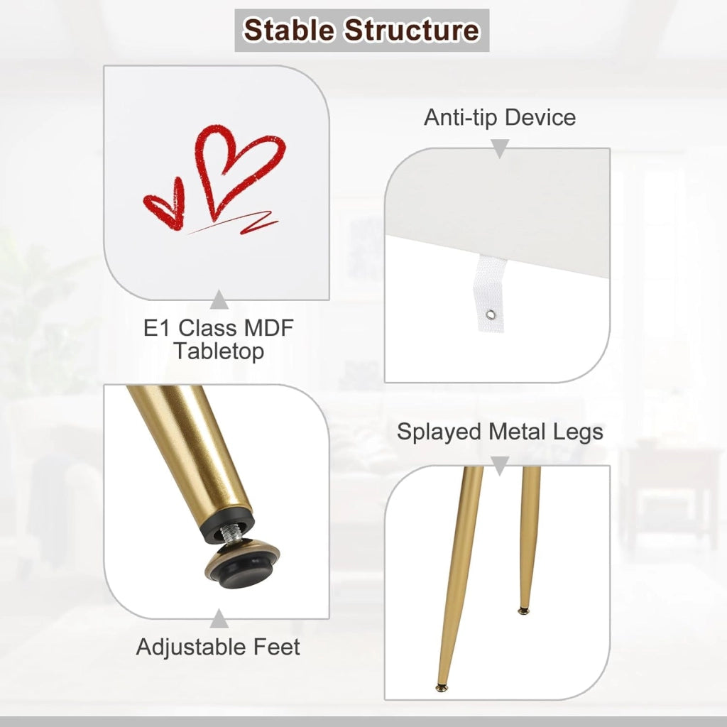 Set Toeletta con Specchio LED 3 Temperature, Sgabello in Velluto, 3 Cassetti in Legno Massello, 100×40×122 cm, Tavolo Trucco Moderno Bianco Champagne