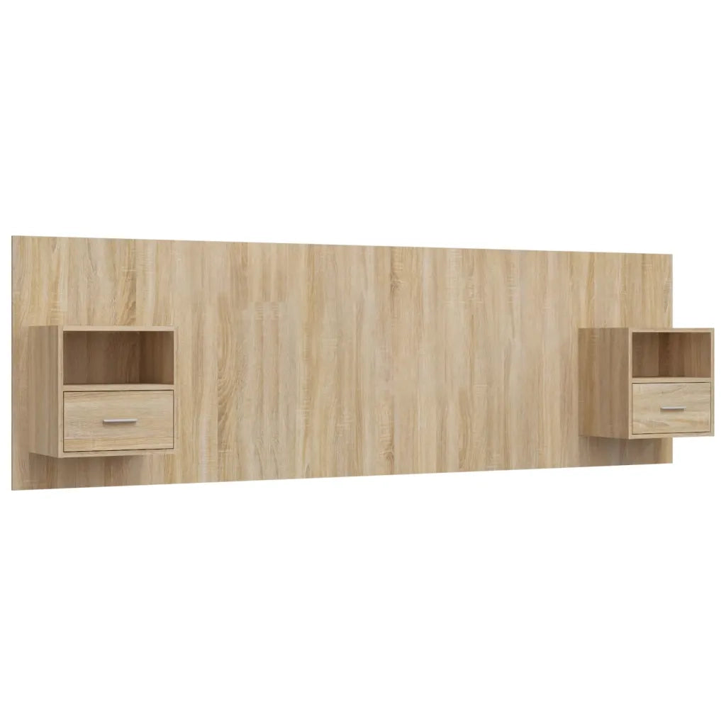Testiera | Testata Letto con Comodini in Legno Multistrato Rovere Sonoma