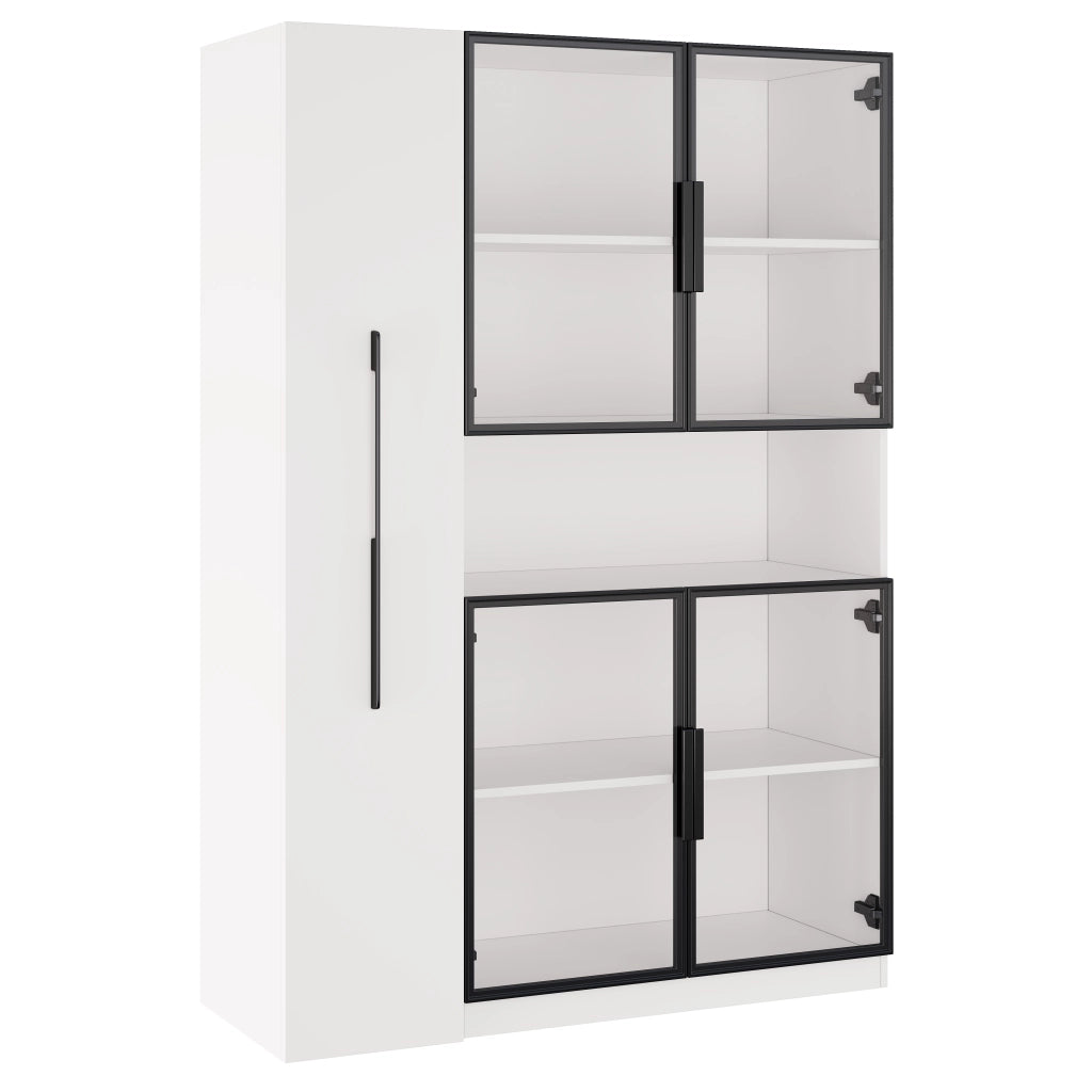 VETRINA 110x35x160 cm Bianca in MDF con illuminazione LED a colori
