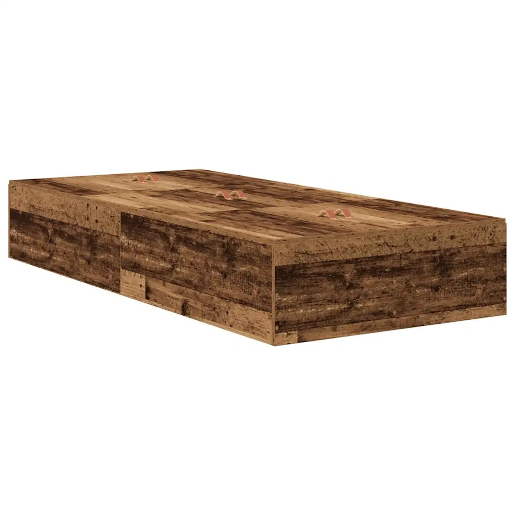 Letto singolo | Letto per adulti | Struttura letto con contenitore Legno vecchio 80 x 200 cm