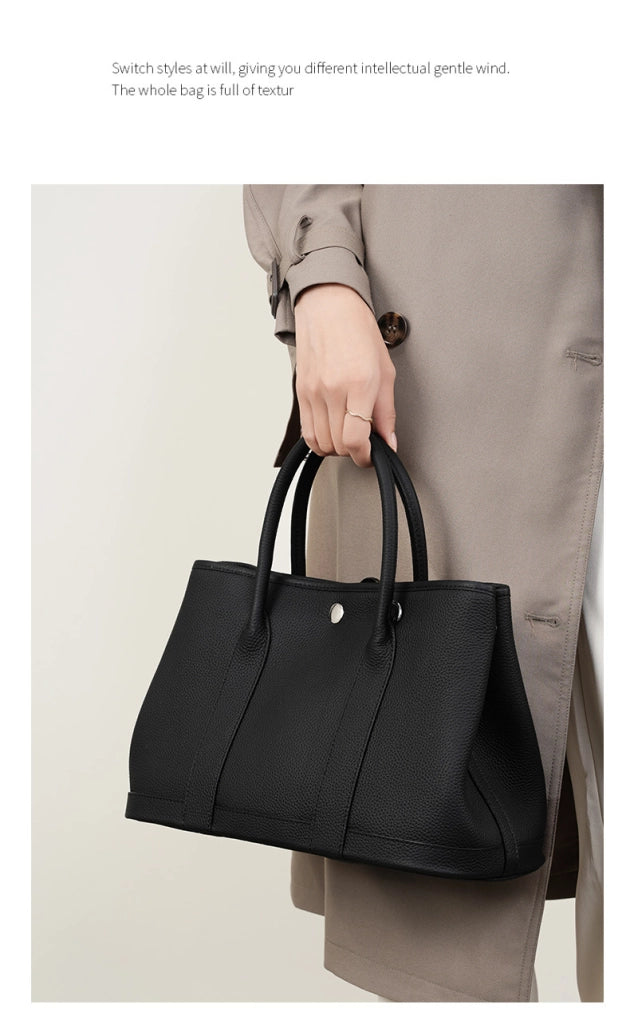 Borsa a mano da donna in vera pelle nera