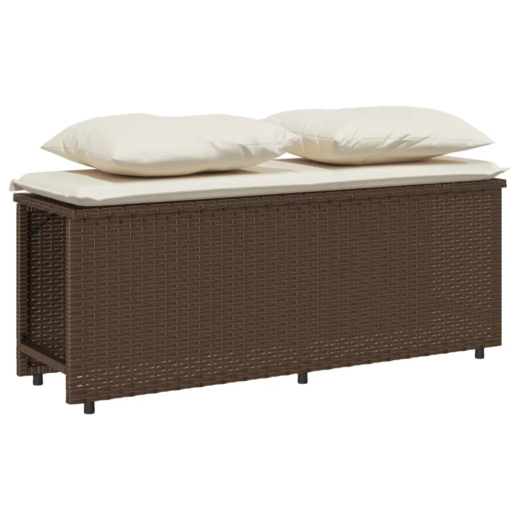 Set da Pranzo da Giardino 3pz con Cuscini in Polyrattan Marrone 4003903