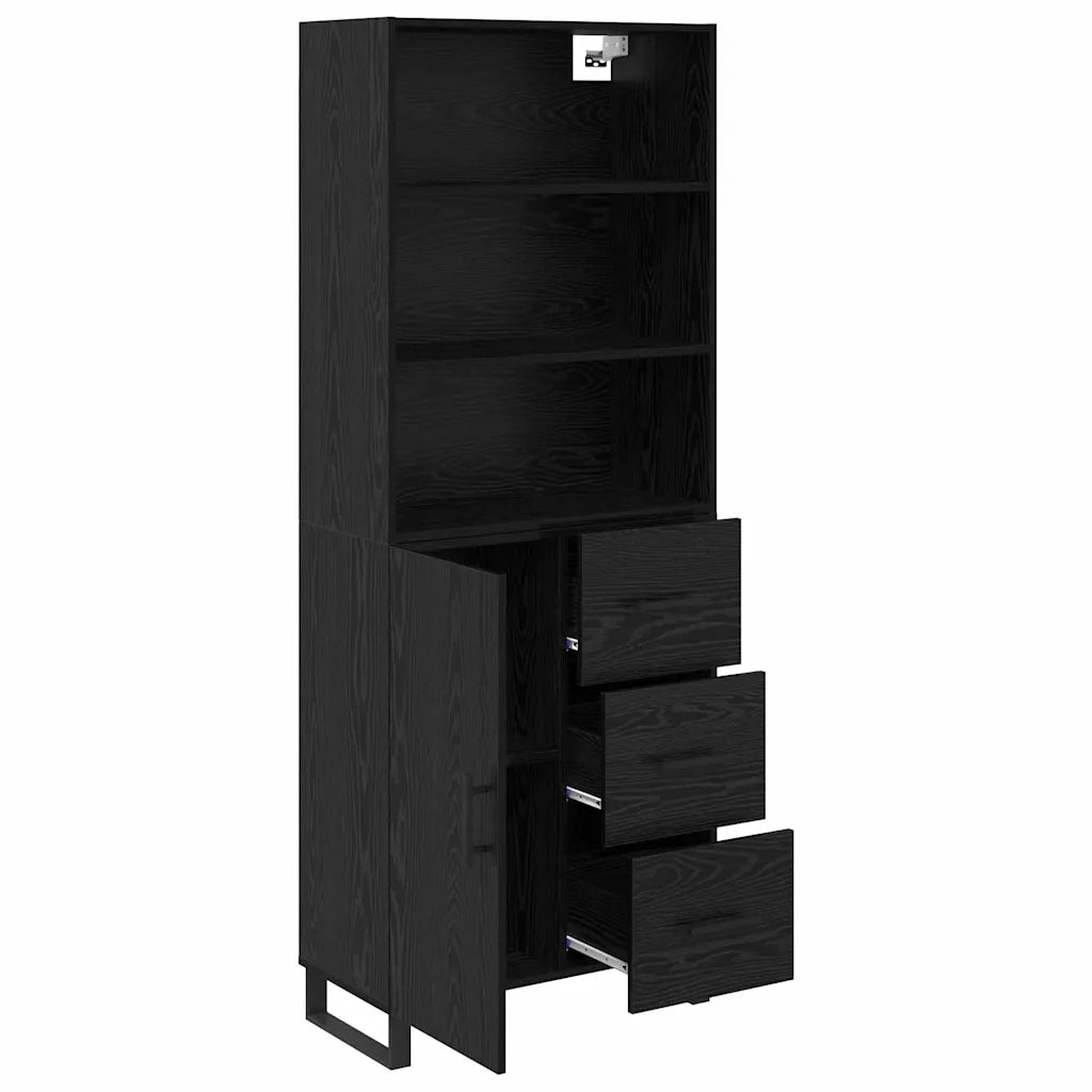 Credenza con cassetto 2 pcs Rovere Nero Legno multistrato