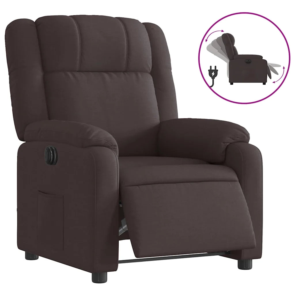 Poltrona Elettrica Reclinabile Marrone Scuro in Tessuto 3205183