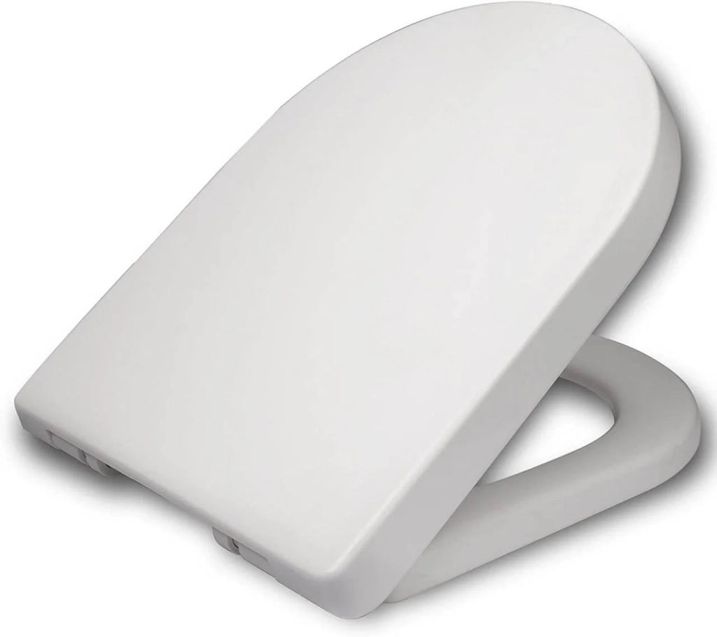 Sedile WC a D con chiusura ammortizzata per bagno di famiglia bianco 19_0000736