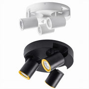Trade Shop - Plafoniera 3 Diffusori Orientabile Soffitto Parete Tonda Gu10 Bianco Nero Th8804 -