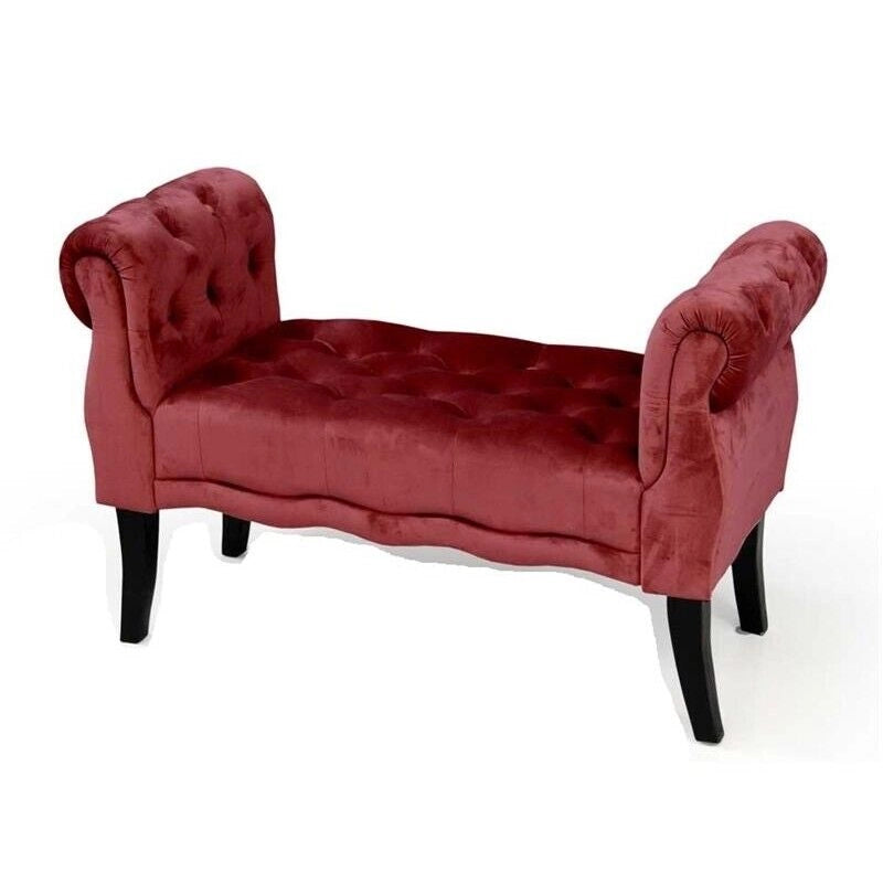 PANCA IN VELLUTO CON POGGIOLI 100 X 40 X H61 CM IN COLORE BORDEAUX