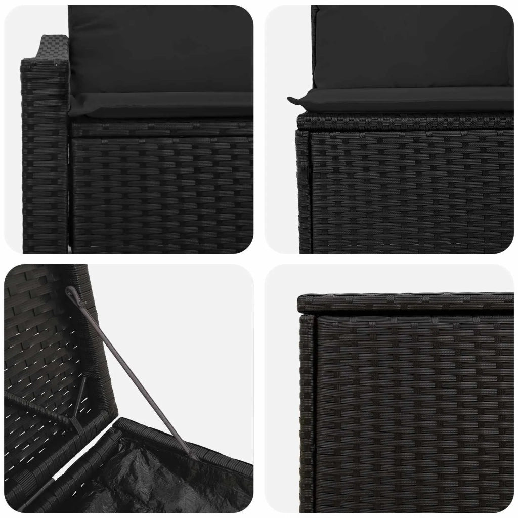 Set di divani 5 pz Nero Rattan sintetico e Acciaio 3447808