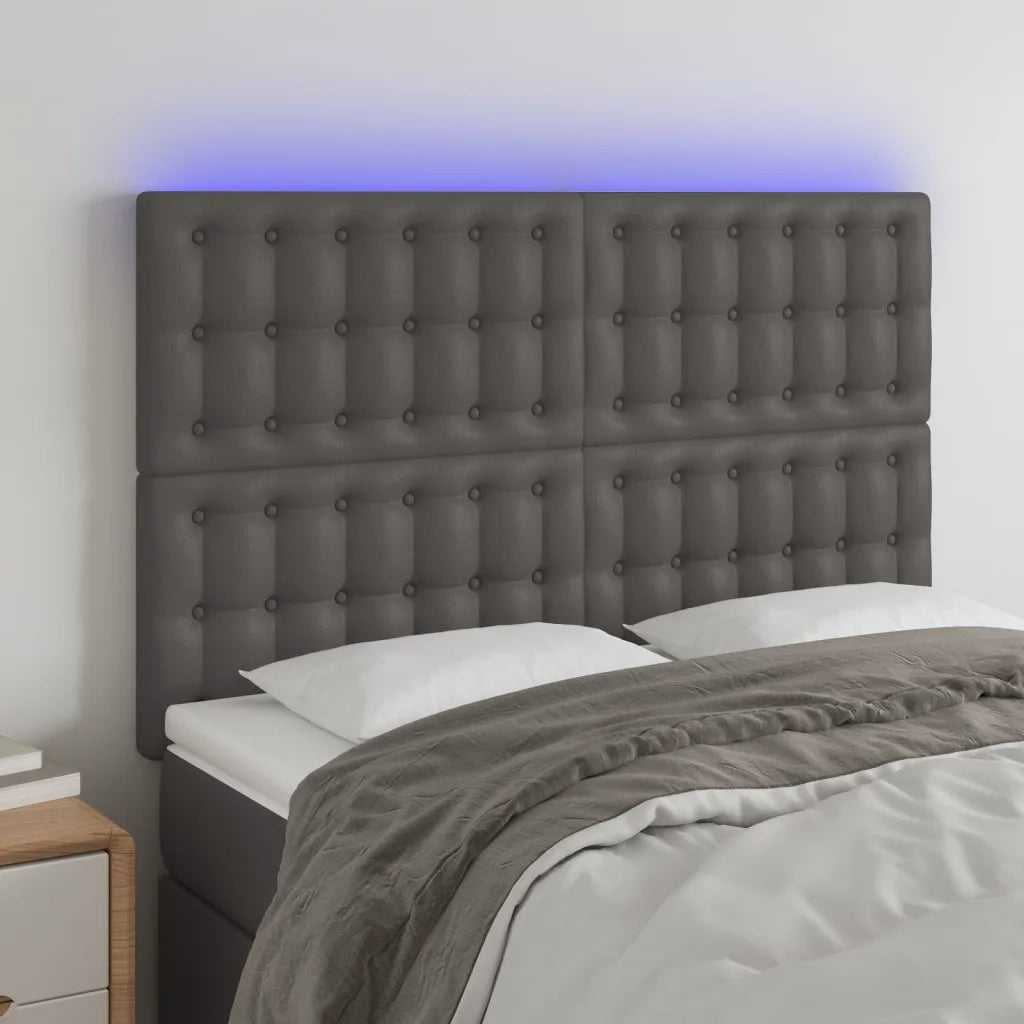 Testiera a LED-Testata con LED Grigio 144x5x118/128 cm in Similpelle 551094