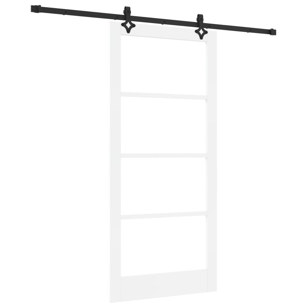 Porta scorrevole  con hardware bianco 93x202 cm in legno massello di pino