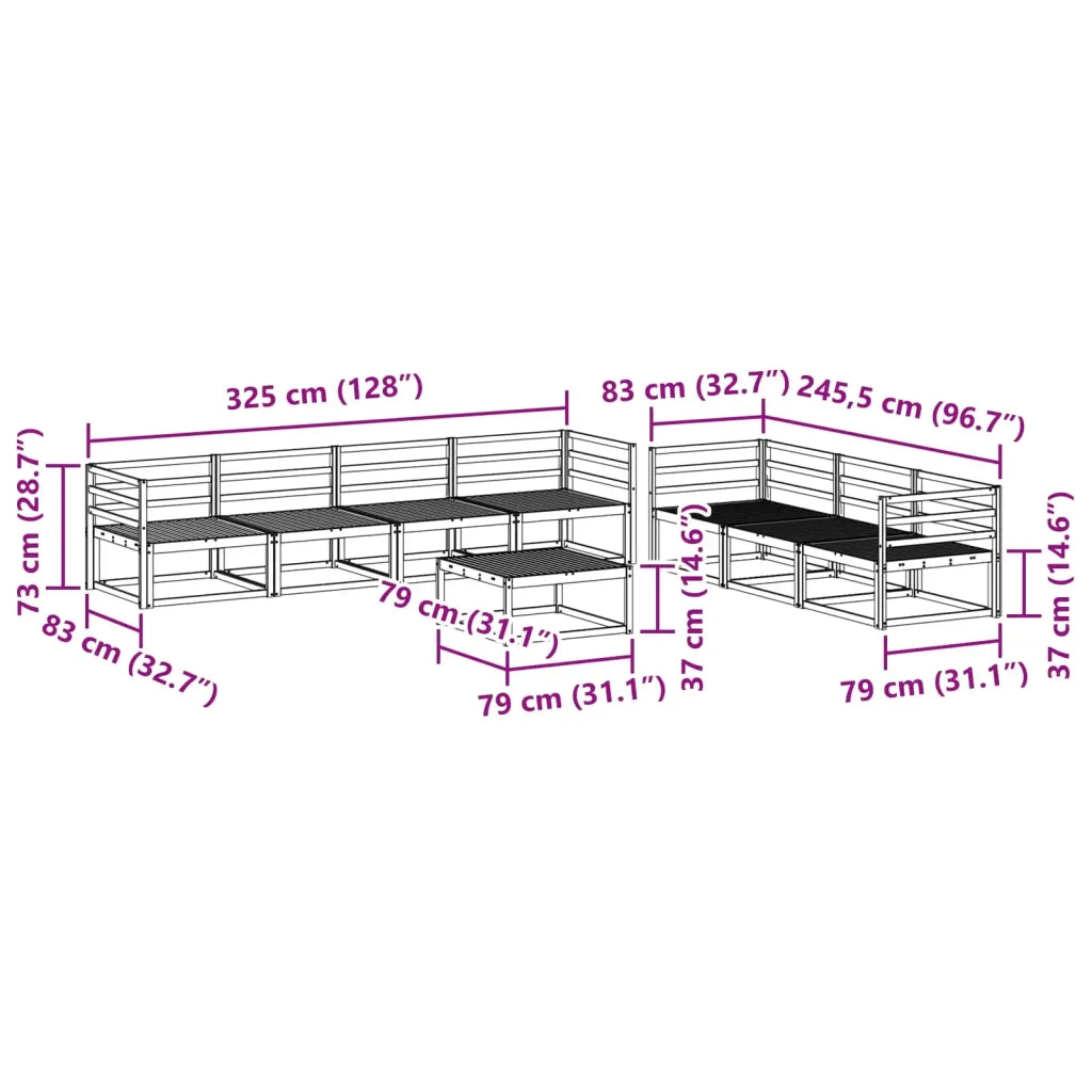 Set di divani da esterno 8 pcs Bianco 3386148