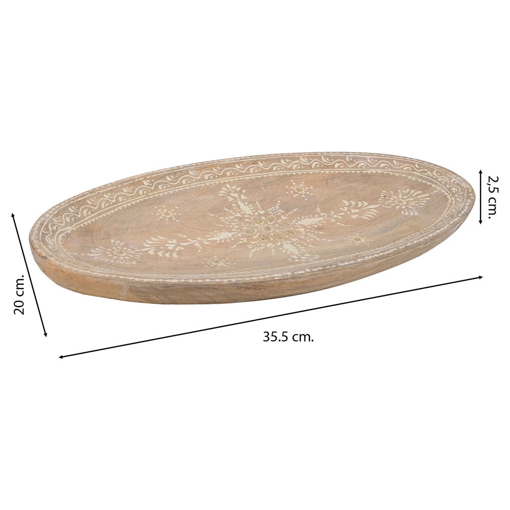 Centrotavola in legno dipinto a mano marrone 35,5x20x2,5h