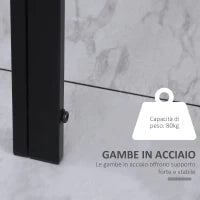 Tavolo da Cucina per 4 Persone in Metallo e Vetro Temperato, 120x60x75 cm, Nero