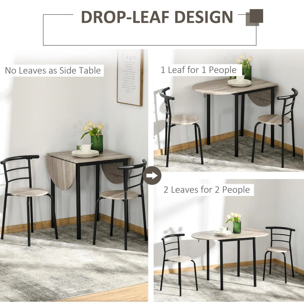 Set Tavolo e 2 Sdie da Giardino in MDF e Acciaio Nero