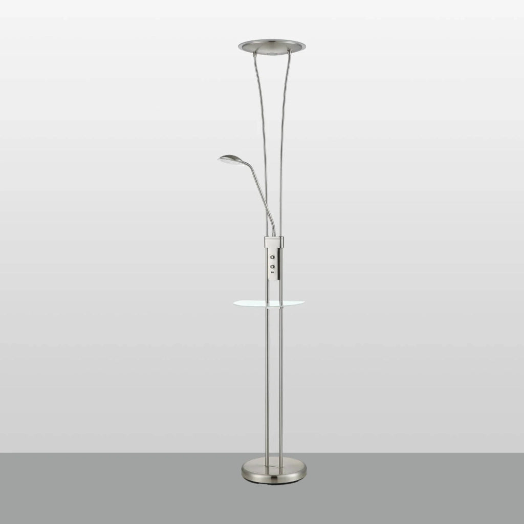 LÚZETE - LAMPADA DA TERRA LED ARTEMIS 19W+5W 3000K USB NICKEL