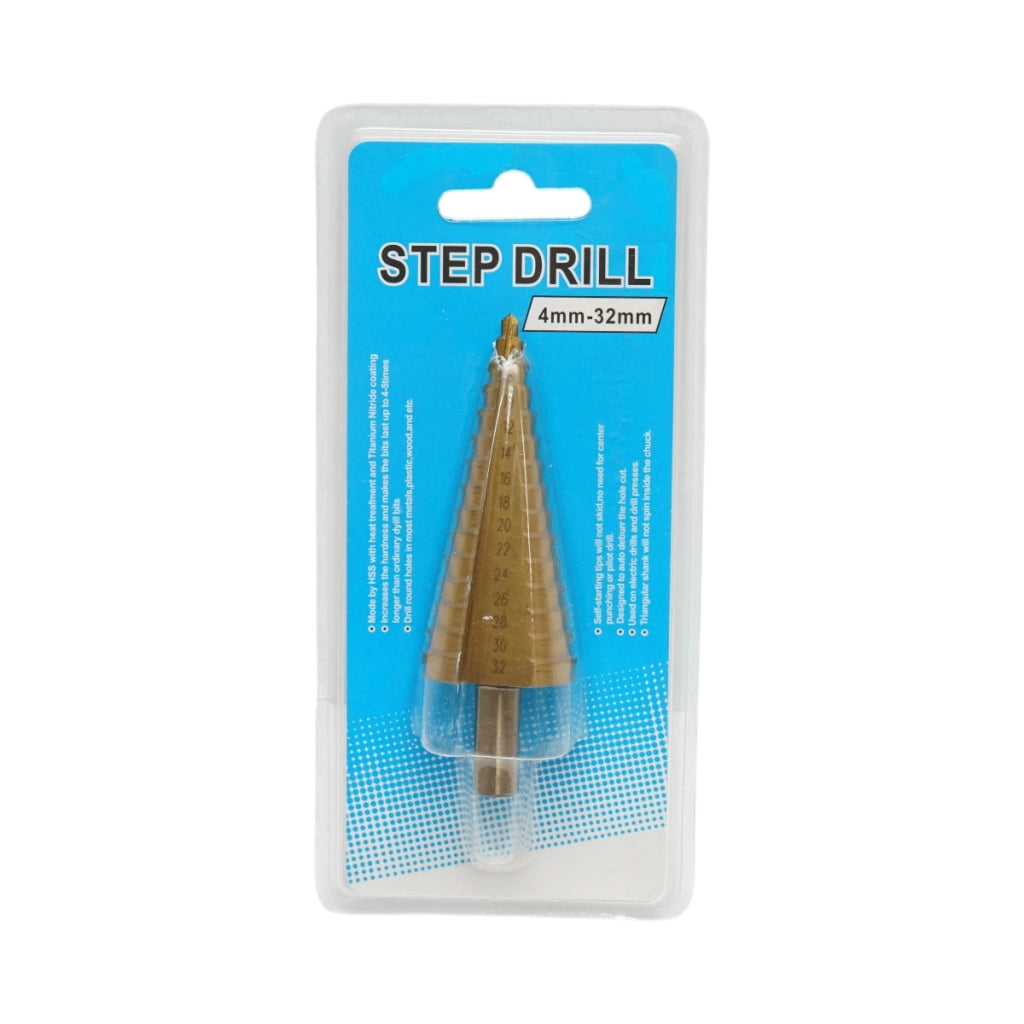 Punta conica a 15 gradini da 4-32 mm in acciaio HSS 4241 per metallo, alluminio, legno, plastica, ottone