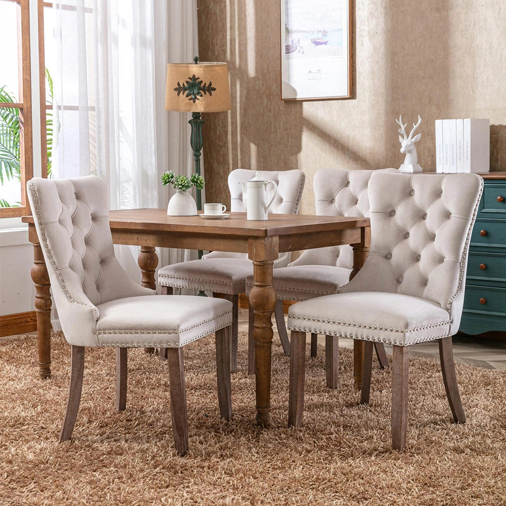 Set 2 sedie Nikki - Xylo - velluto beige gambe legno capitonné