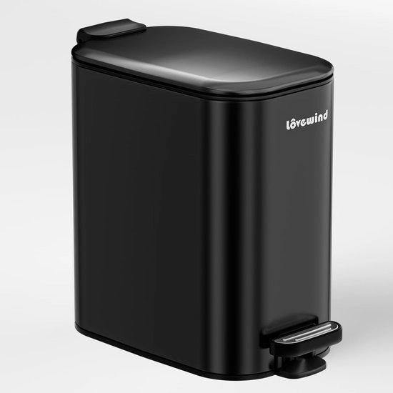 Recipiente per la spazzatura della doccia 6L, emettitore di rilascio di spazio per un design sottile, piccolo contenitore per spazzatura per ambienti compatti, con coperchio e contenitore interno, chiusura morbida e apertura automatica, design moderno