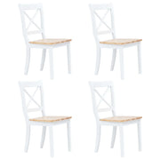 Set da Pranzo 5 pz in Legno Massello di Hevea Bianco e Marrone 276870