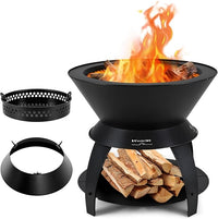 Braciere da Giardino, Braciere da Esterno con Gambe di Supporto Rimovibili e Manici, Diametro: 50 cm, per Patio, Campeggio, Barbecue, Braciere e Feste