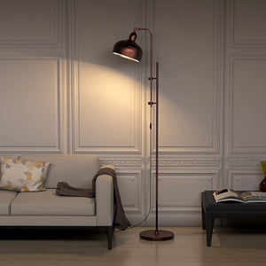 Lampada da Terra, Lampada a Stelo con Altezza e Paralume Regolabili, Finitura in Bronzo e Struttura in Metallo, Ideale per Soggiorno, Camera da Letto e Ufficio
