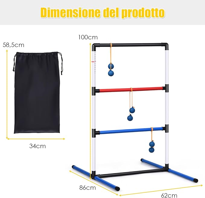 Ladder Ball Gioco Golf Toss, Gioco per Interno ed Esterno con 6 Palline e Borsa per Il Trasporto, Segnapunti Incorporato